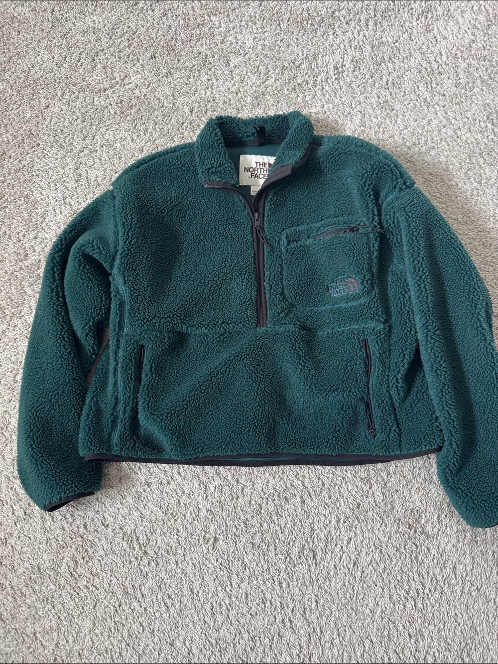 The North Face Women’s Dark Green Sherpa Quarter-Zip Fleece